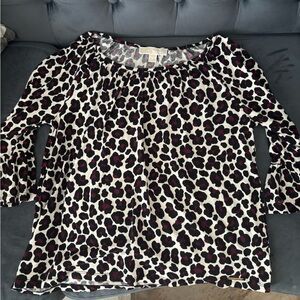 Michael Kors Black and Red Leopard Print Blouse